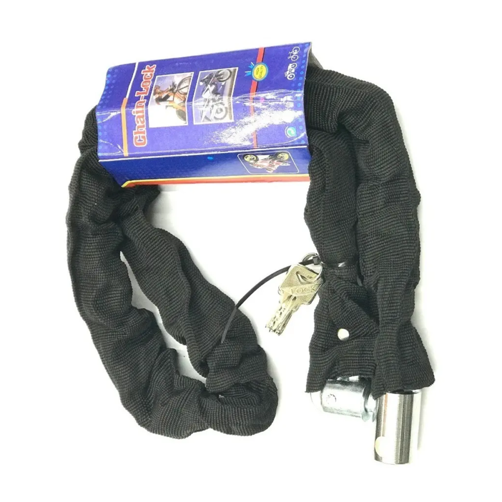cadena forrada en tela con candado 5mm x 90mm