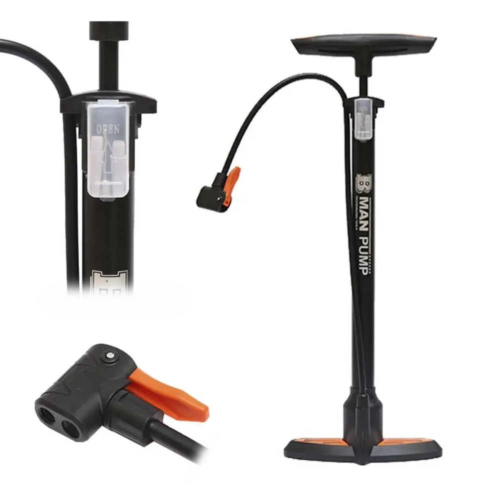 inflador de pie con manómetro