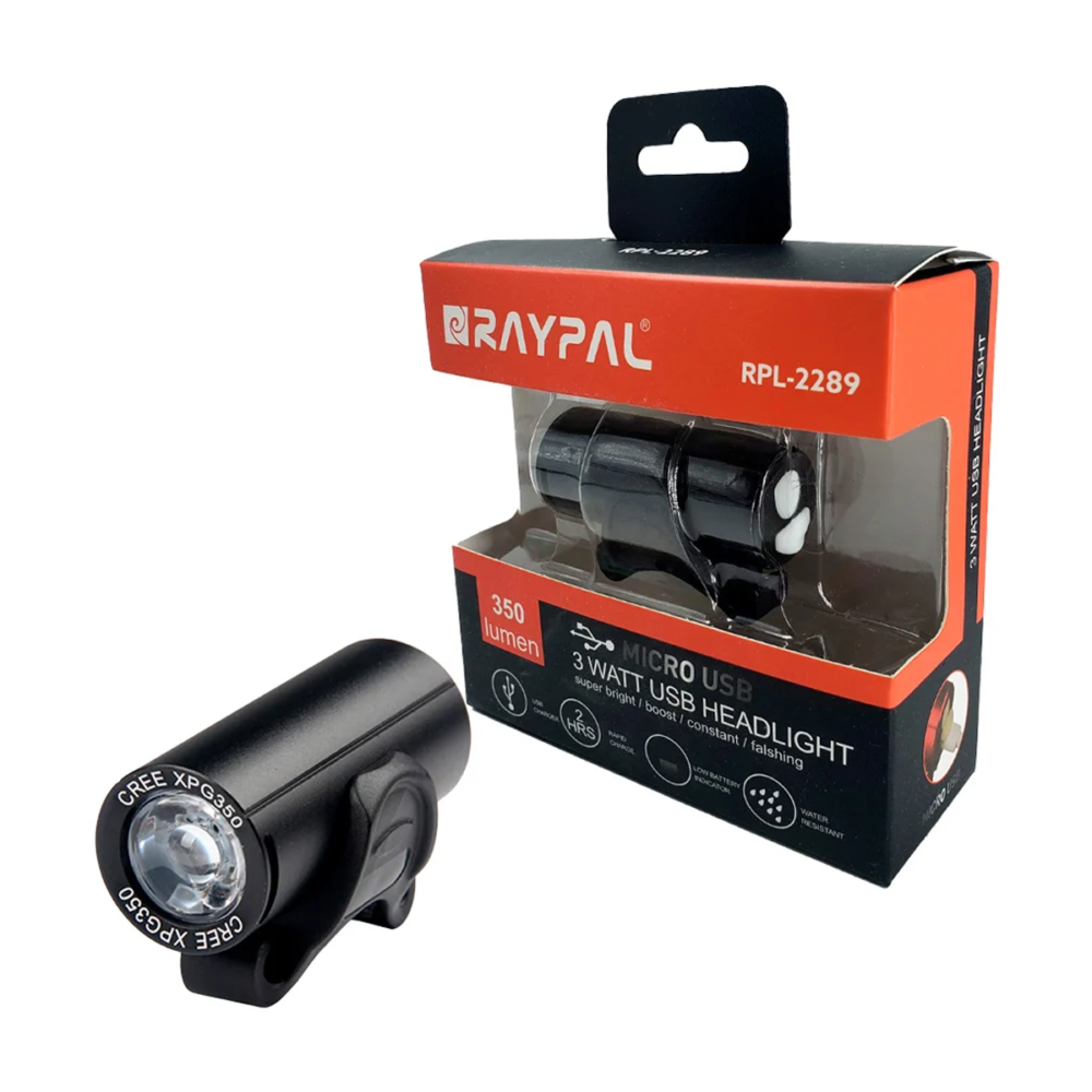 luz delantera de aluminio recargable, 350 lumens, resistente al agua