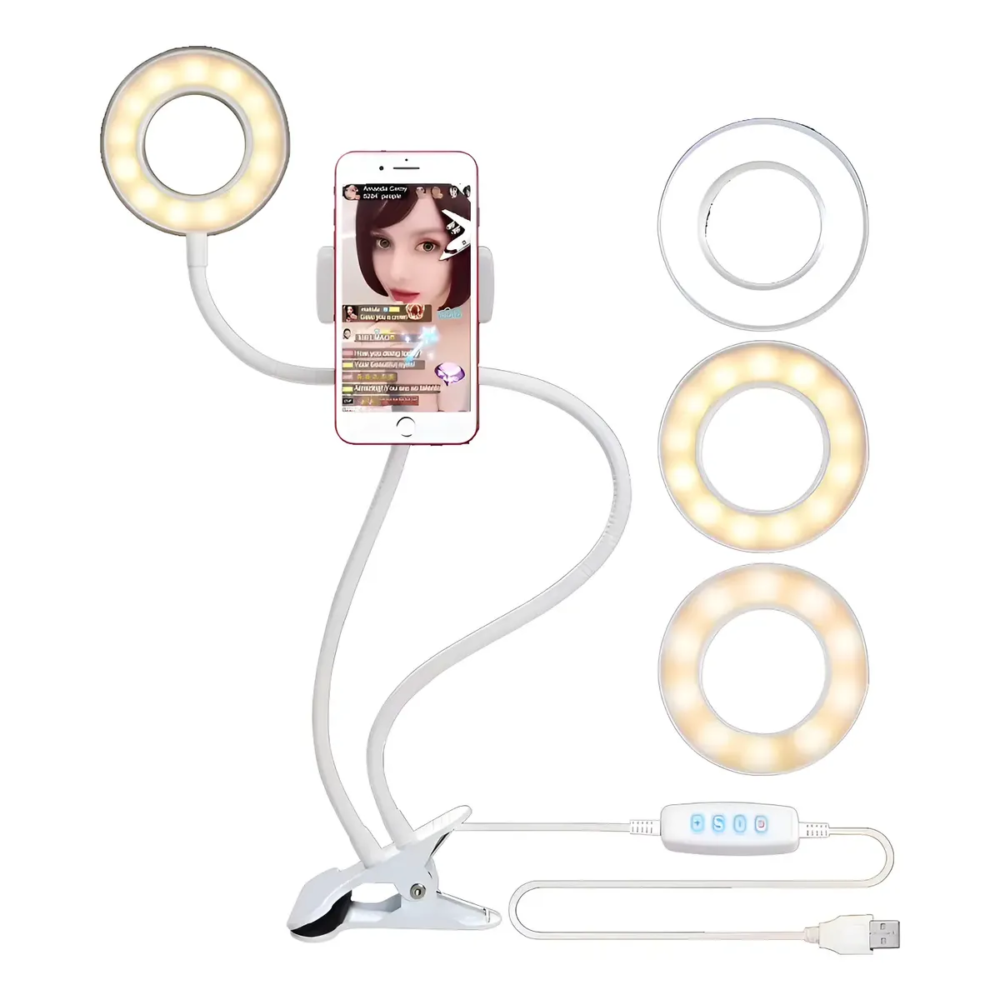 luz selfie con pinza, usb